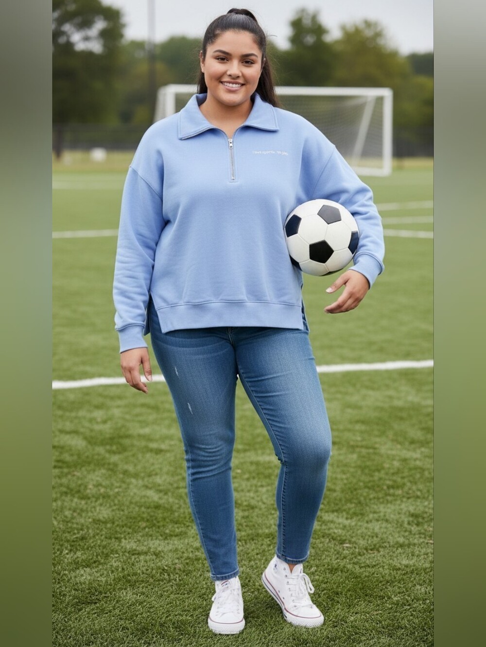 Wild Fable Light Blue Quarter-Zip Women's Sweatshirt XXL